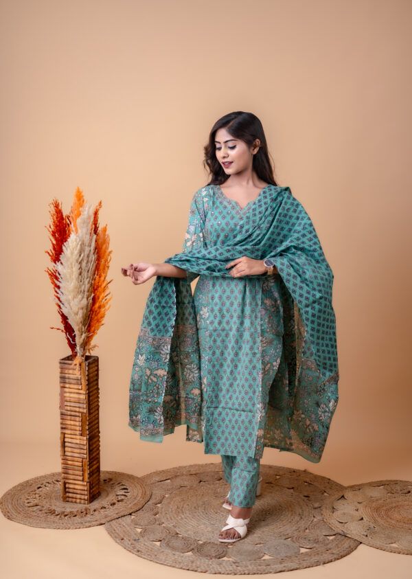 Mint Garden Block Print Cotton Set