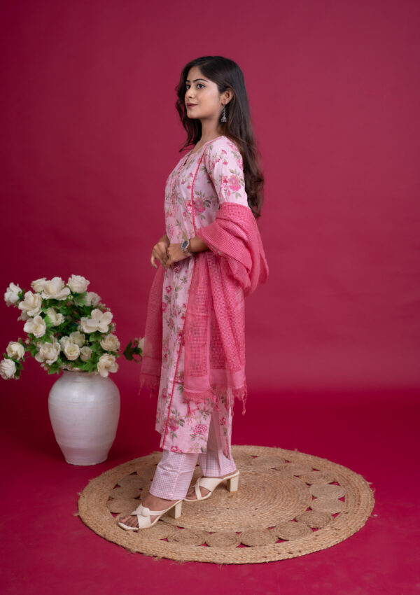 Rosewood Charm Cotton Suit Set with Kota Doria Dupatta
